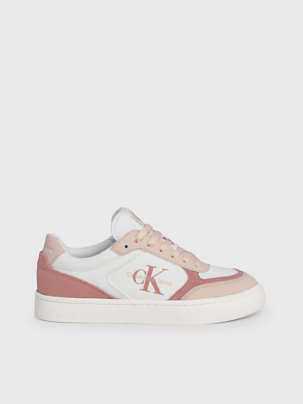 bright white/whisper pink canvas sneakers voor dames - calvin klein jeans