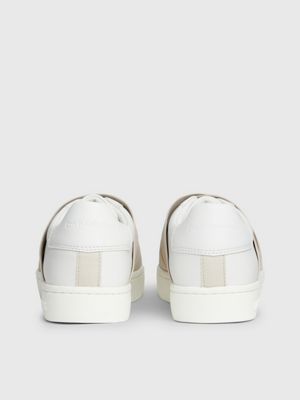 baskets à enfiler en cuir bright white/eggshell pour femmes calvin klein jeans