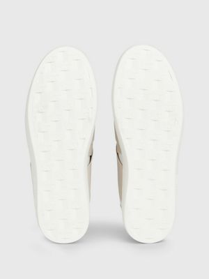baskets à enfiler en cuir bright white/eggshell pour femmes calvin klein jeans