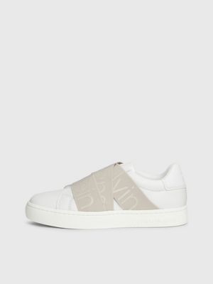 baskets à enfiler en cuir bright white/eggshell pour femmes calvin klein jeans