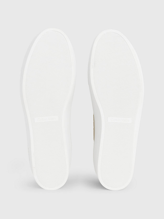 creamy white/eggshell high-top-sneakers aus canvas mit plateau für damen - calvin klein jeans