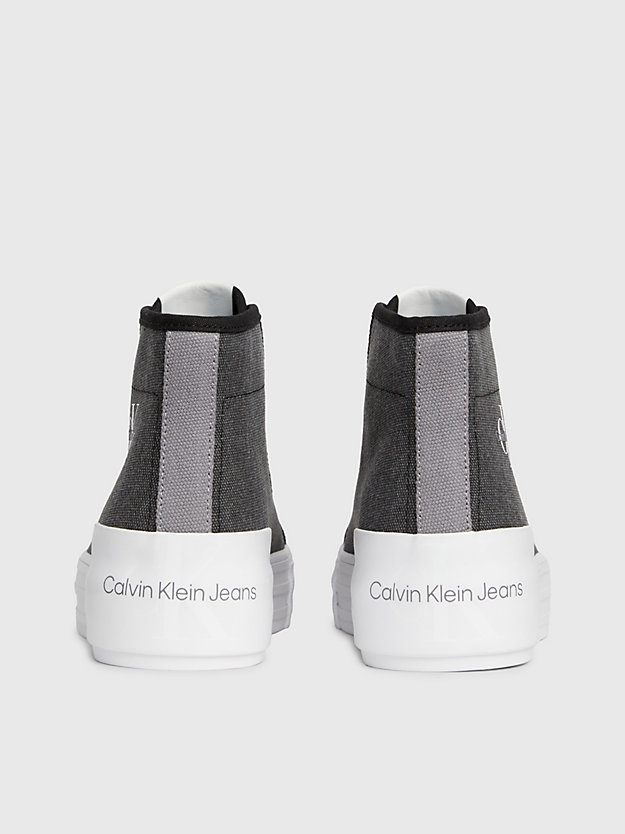 baskets compensées montantes en toile black/stormfront pour femmes calvin klein jeans
