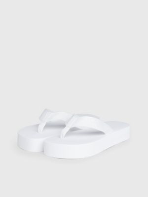 bright white platform flip flops for women calvin klein jeans