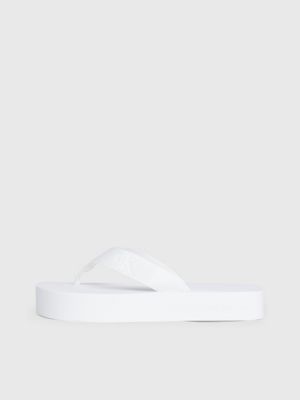 bright white platform flip flops for women calvin klein jeans