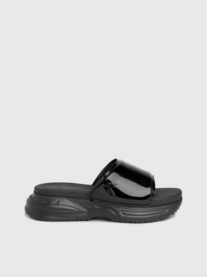 RvceShops Women for Calvin Klein Mesh Thong - Șlapi CALVIN KLEIN JEANS  Slide Jelly Monogram YW0YW00642 Black - Black