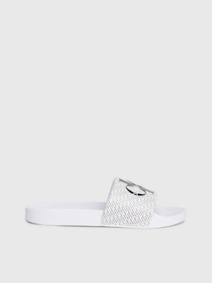 white canvas sliders for women calvin klein jeans