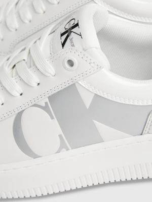 bright white/silver leather trainers for women calvin klein jeans