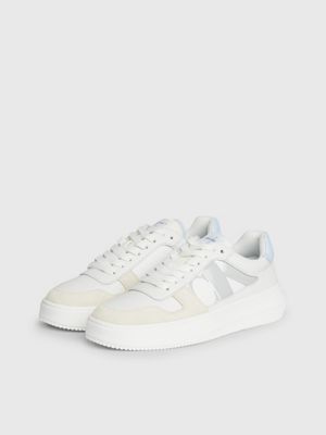 bright white/creamy white/baby blue leather trainers for women calvin klein jeans