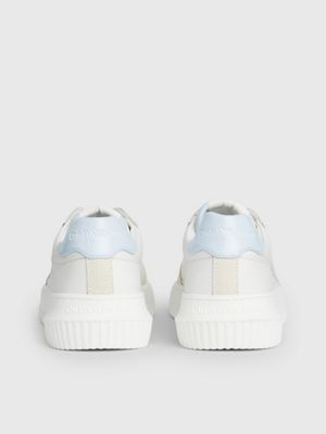 bright white/creamy white/baby blue leather trainers for women calvin klein jeans