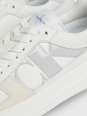 bright white/creamy white/baby blue leather trainers for women calvin klein jeans