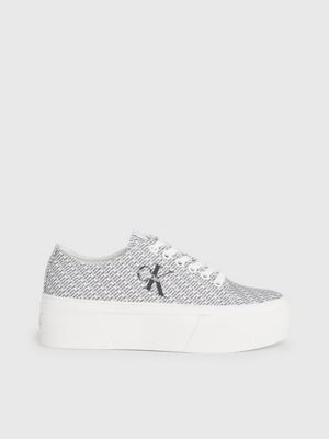 white canvas logo platform trainers for women calvin klein jeans