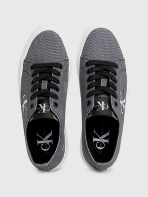 black/bright white aop canvas logo platform trainers for women calvin klein jeans