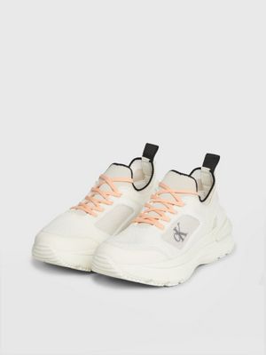 creamy white/eggshell knit trainers for women calvin klein jeans