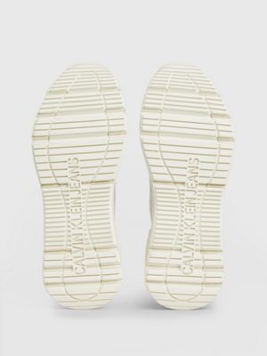 creamy white/eggshell knit trainers for women calvin klein jeans