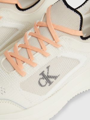 creamy white/eggshell knit trainers for women calvin klein jeans