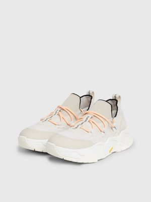 eggshell/creamy white vibram® chunky trainers for women calvin klein jeans