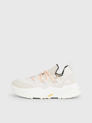 eggshell/creamy white vibram® chunky trainers for women calvin klein jeans