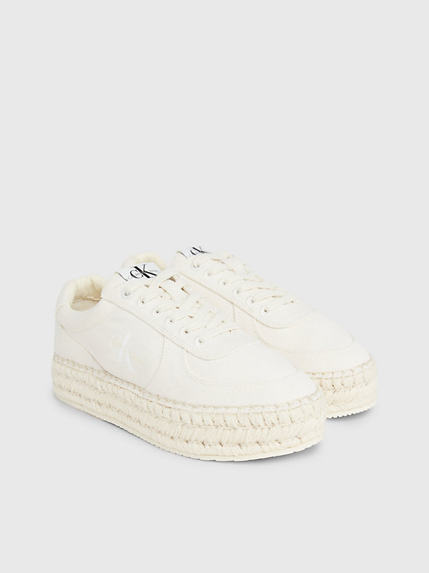 creamy white / bright white espadrilles sneakers mit plateau aus canvas für damen - calvin klein jeans