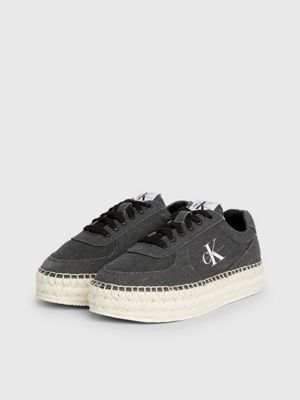 black salt and pepper canvas platform espadrille trainers for women calvin klein jeans