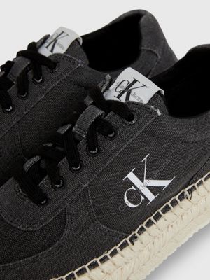 black salt and pepper canvas platform espadrille trainers for women calvin klein jeans