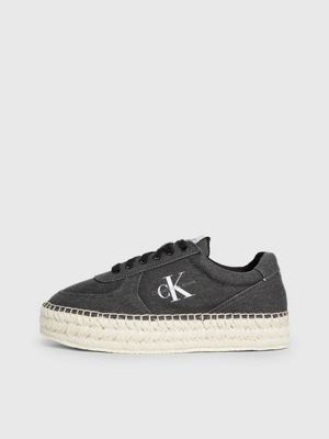 black salt and pepper canvas platform espadrille trainers for women calvin klein jeans