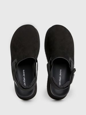 black/bright white leather platform mules for women calvin klein jeans