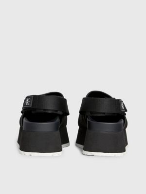 black/bright white leather platform mules for women calvin klein jeans