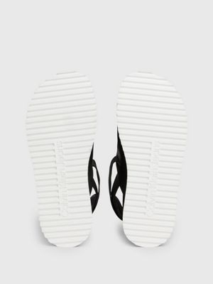 black/bright white leather platform mules for women calvin klein jeans