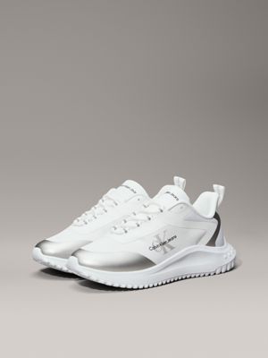 bright white/silver ripstop trainers for women calvin klein jeans