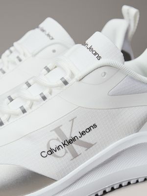 bright white/silver ripstop trainers for women calvin klein jeans