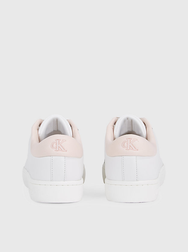 bright white/peach blush leder-sneakers für damen - calvin klein jeans