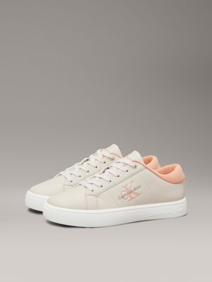 egghsell/dusty coral leather trainers for women calvin klein jeans