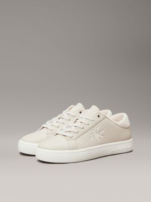 eggshell/whisper pink leather trainers for women calvin klein jeans