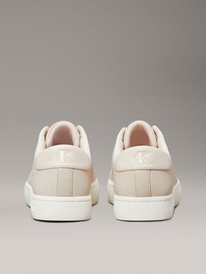 eggshell/whisper pink leather trainers for women calvin klein jeans