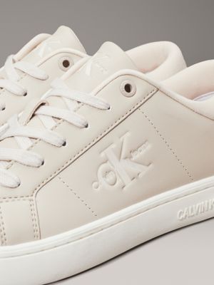 eggshell/whisper pink leather trainers for women calvin klein jeans