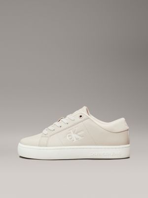 eggshell/whisper pink leather trainers for women calvin klein jeans