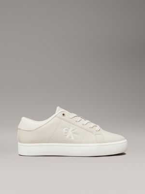 beige leather trainers for women calvin klein jeans