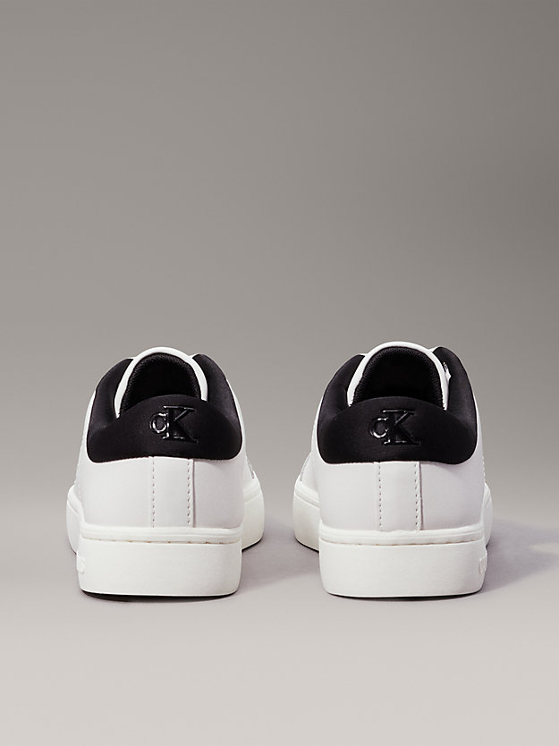 baskets en cuir bright white/black pour femmes calvin klein jeans