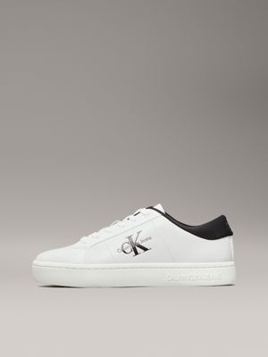 bright white/black leather trainers for women calvin klein jeans