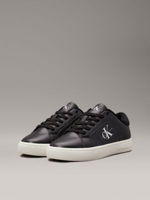 black/bright white leather trainers for women calvin klein jeans