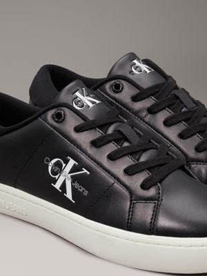 black/bright white leather trainers for women calvin klein jeans