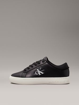 black/bright white leather trainers for women calvin klein jeans