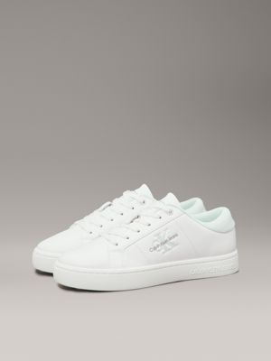 bright white/moonlight jade leather trainers for women calvin klein jeans