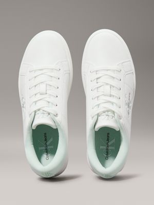 bright white/moonlight jade leather trainers for women calvin klein jeans