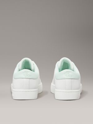 bright white/moonlight jade leather trainers for women calvin klein jeans