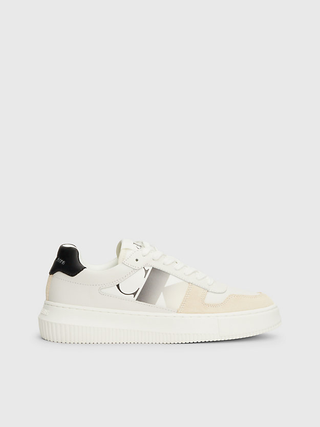 bright white / black leather trainers for women calvin klein jeans