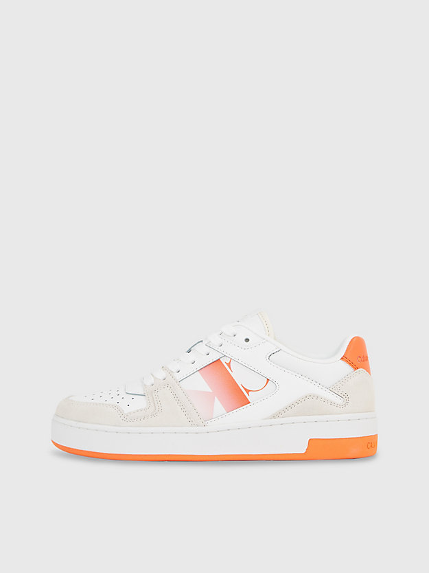 bright white/coral rose suede trainers for women calvin klein jeans