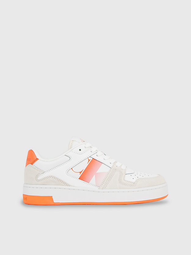 bright white/coral rose suède sneakers voor dames - calvin klein jeans