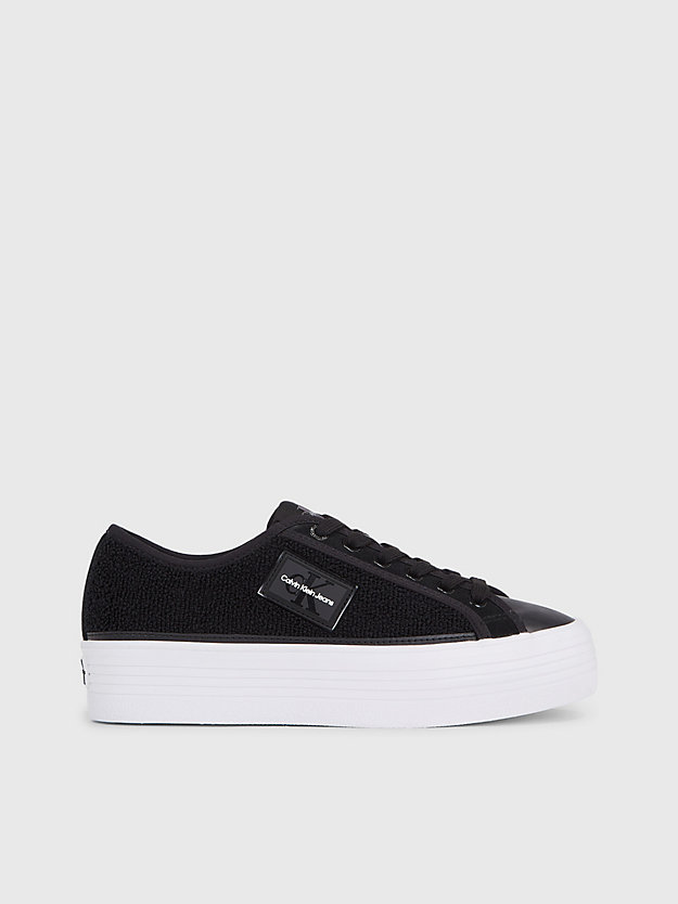 black/bright white plateausneakers voor dames - calvin klein jeans