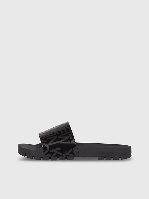 black logo-slippers für damen - calvin klein jeans